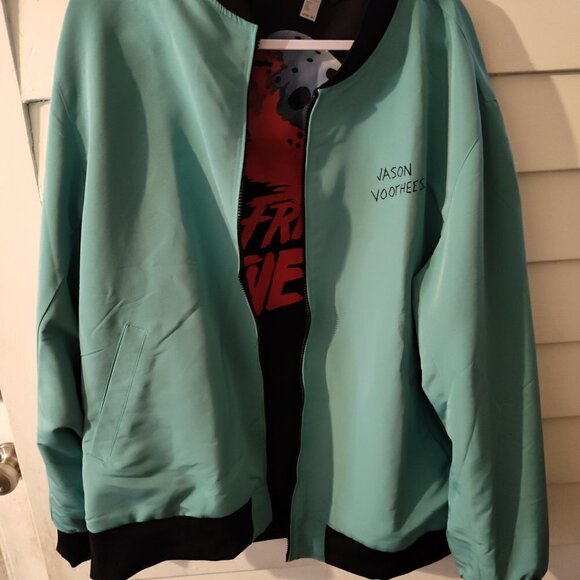 Jason Voorhees Friday the 13th Camp Crystal Reversable Jacket Size 2X-3X - Picture 4 of 12